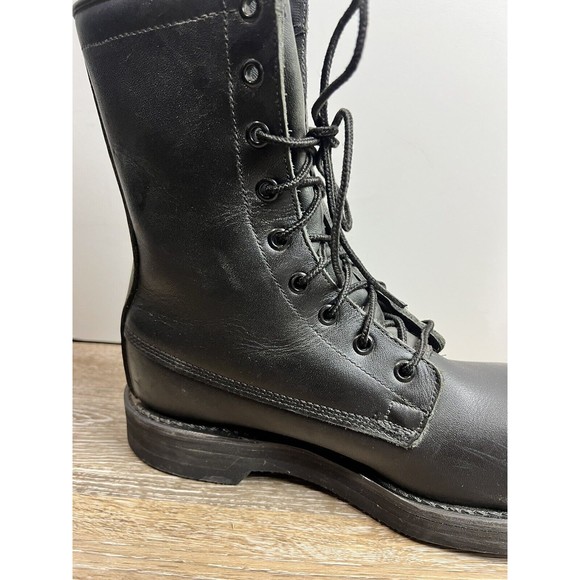 Addison Shoe Company Mens Combat Boots Round Toe Lace Up Leather Black Size 5 W - Picture 8 of 11